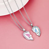Fashion 2pc Best Friend Butterfly Crystal Necklace