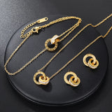 Stainless Steel Roman Numerals Necklace/Bracelet/Earrings Set - 2 Colours