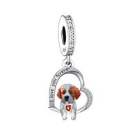 925 Silver Love You Forever Dog Hanging Charm - 33 Options