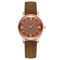 Rhinestone Detail Leather Watch - 8 Colours
