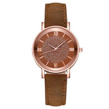 Rhinestone Detail Leather Watch - 8 Colours