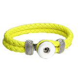 18mm Printed Rope or Plain Leather Snap Bracelet - 41 Options