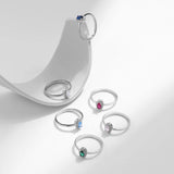 925 Sterling Silver Classic Elegant Oval Cubic Zirconia Ring - 6 Colours