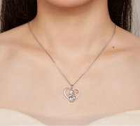 925 Sterling Silver Mother and Child Heart Necklace
