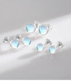 925 Sterling Silver Round Moonstone Stud Earrings - 3 Sizes