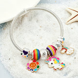 Fashion Cartoon Unicorn Rainbow Sun Flower Charm Bracelet