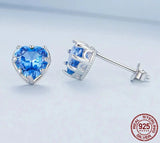 Sterling Silver Heart Birthstone Stud Earrings 6mm 0.84 Carat Earrings - 12 Options