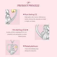 925 Sterling Silver Mother and Child Heart Necklace