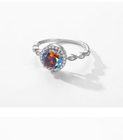 925 Sterling Silver Round Rainbow CZ Ring