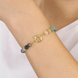 Natural Stone Rondelle Bead Bracelet - 5 Options