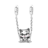 925 Sterling Silver Swinging Cat Hanging Charm