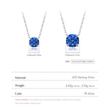 925 Sterling Silver Rose Cut Royal Blue CZ Octagon Necklace - 2 Options