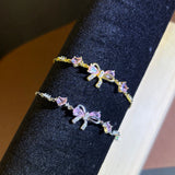 Fashion Pink Cubic Zirconia Bow Bracelet - 2 Options