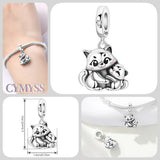 925 Sterling Silver Cuddling Cats Hanging Charm