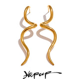 Stainless Steel Minimalist Flowing Geometric Long Earrings - 2 Colours