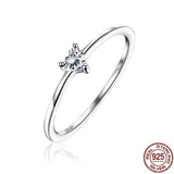 925 Sterling Silver Dainty Solitaire Heart Ring