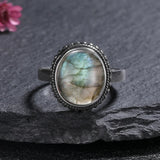 925 Sterling Silver Natural Labradorite Ring - 27 Options