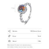 925 Sterling Silver Round Rainbow CZ Ring