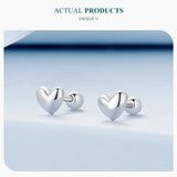 925 Sterling Silver Mini Heart Stud Earrings - 2 Colours