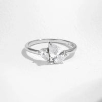 925 Sterling Silver Sparkling Water Drop Interweaving CZ Ring