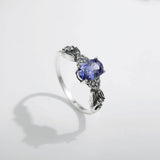 925 Sterling Silver Vintage Style CZ Tanzanite Colour Ring