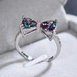 925 Sterling Silver Bowknot Cubic Zirconia Ring - Clear/Multi Option