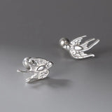 925 Sterling Silver Swallow Bird Stud Earring