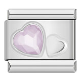 Stainless Steel Two Heart CZ Italian Charm - 9 Options