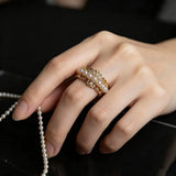 Fashion Crown Pearl Gold Colour Ring