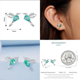 925 Sterling Silver CZ Bird Stud Earrings