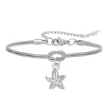 Stainless Steel Sea Themed Love Knot Snake Chain Bracelet - 2 Colours - 3 Options