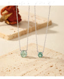 925 Sterling Silver Rose Cut Paraiba Blue/Green CZ Octagon Necklace - 2 Options