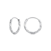 925 Sterling Silver Textured Hoop Earrings - 3 Sizes