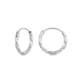 925 Sterling Silver Textured Hoop Earrings - 3 Sizes