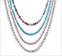 Stainless Steel Crystal Tennis Necklace - 6 Options
