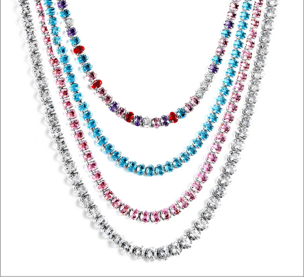Stainless Steel Crystal Tennis Necklace - 6 Options