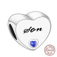 925 Silver Pink CZ Family Heart Charm - 50 Options