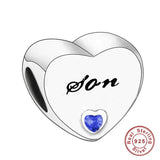 925 Silver Pink CZ Family Heart Charm - 50 Options