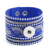 Fashion Multi-layer Wide Cuff Pu Leather 18mm Snap Bracelet - 26 Options