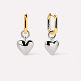 925 Sterling Two Colour Love Heart Drop Earrings