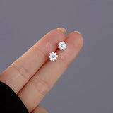 925 Sterling Silver 6mm Enamel Flower Stud Earrings - 2 Colours