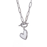 Stainless Steel Heart T Bar Necklace - 2 Colours