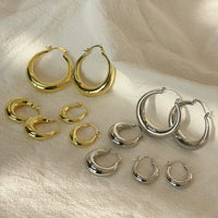Stainless Steel Hoop Earrings - 2 Colours - 4 Options