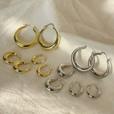 Stainless Steel Hoop Earrings - 2 Colours - 4 Options