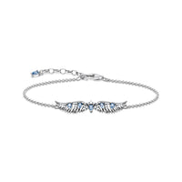 925 Sterling Silver Phoenix Wing Blue CZ Necklace/ Bracelet/ Set