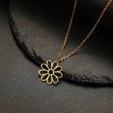 Stainless Steel Hollow Sunflower Necklace - 4 Options