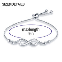 925 Sterling Silver Infinity Bolo Bracelet - 4 Options