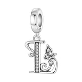 925 Sterling Silver CZ Butterfly/Letter Hanging Charm