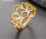 Stainless Steel  Lotus Flower Ring - 2 Colours