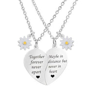 2 PCS Stainless Steel Sisters/Mum/Daughter/Best Friends Daisy Heart Necklaces - 7 Options